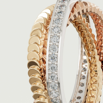 Revolve Trio Diamond Ring in 18k Yellow, Rose & White Gold