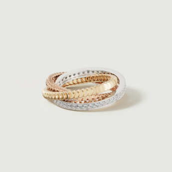 Revolve Trio Diamond Ring in 18k Yellow, Rose & White Gold