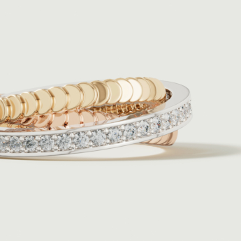 Revolve Trio Diamond Ring in 18k Yellow, Rose & White Gold