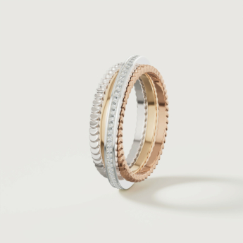 Revolve Trio 18k Yellow, Rose and White Gold Ring with Diamonds