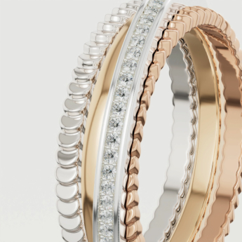 Revolve Trio 18k Yellow, Rose and White Gold Ring with Diamonds