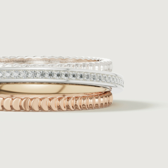 Revolve Trio 18k Yellow, Rose and White Gold Ring with Diamonds