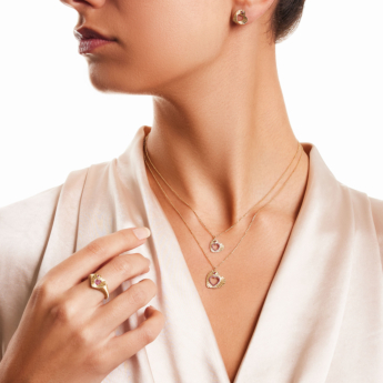 Farfasha Sunkiss Hearts Necklace In 18K Yellow Gold And Studded With Ruby