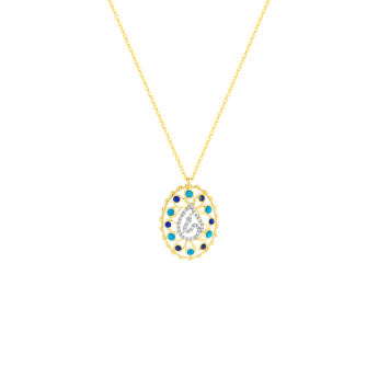 Ummi Yellow Gold Necklace with Diamond, Turquoise and Lapis Lazuli