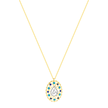 Ummi Yellow Gold Necklace with Diamond, Turquoise and Lapis Lazuli