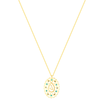 Ummi Yellow Gold Necklace with Diamond, Turquoise and Lapis Lazuli