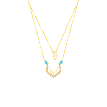 Ummi Yellow Gold Necklace with Diamond and Turquoise  