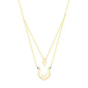 Ummi Yellow Gold Necklace with Diamond and Turquoise  