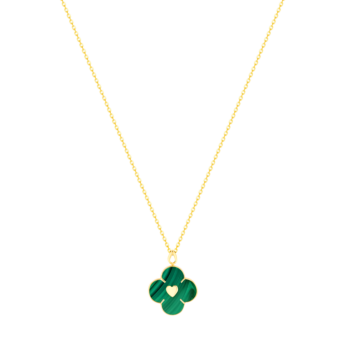 Ummi Yellow Gold Necklace with Diamond and Malachite  