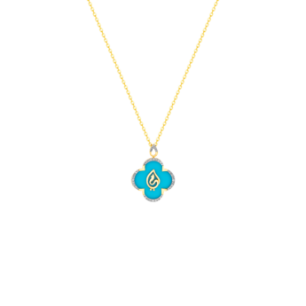 Ummi Yellow Gold Necklace with Diamond and Turquoise  