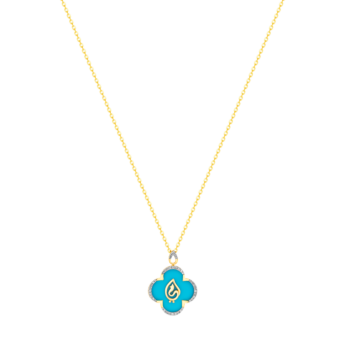 Ummi Yellow Gold Necklace with Diamond and Turquoise  