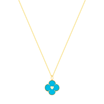 Ummi Yellow Gold Necklace with Diamond and Turquoise  