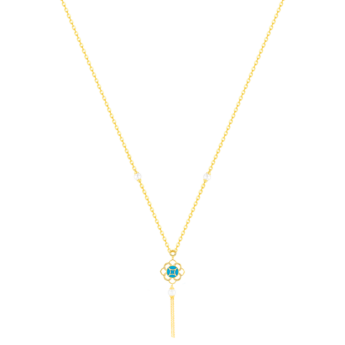Ummi Yellow Gold Necklace with Diamond, Pearl and Turquoise  
