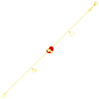 Damas Valentine's Day Collection Bracelet In 18K Yellow Gold Featuring Reconstructed Coral
