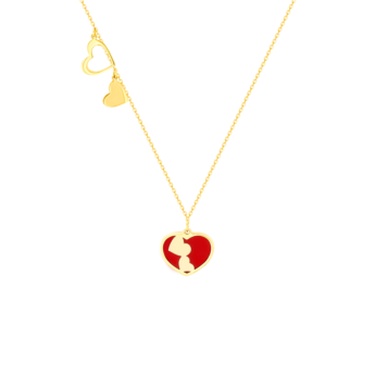 Damas Valentine's Day Collection Necklace In 18K Yellow Gold Featuring Reconstructed Coral