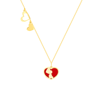 Damas Valentine's Day Collection Necklace In 18K Yellow Gold Featuring Reconstructed Coral