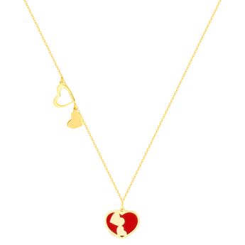 Damas Valentine's Day Collection Necklace In 18K Yellow Gold Featuring Reconstructed Coral