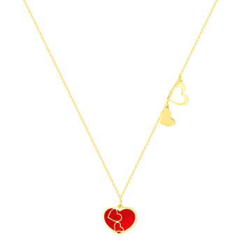 Damas Valentine's Day Collection Necklace In 18K Yellow Gold Featuring Reconstructed Coral