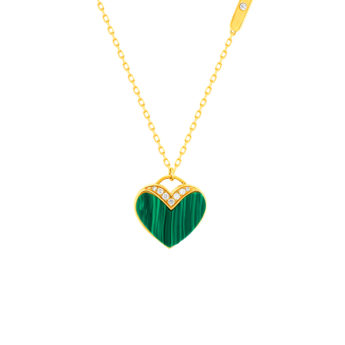 Damas Valentine's Day Collection Necklace In 18K Yellow Gold Featuring Malachite and Diamonds