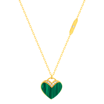 Damas Valentine's Day Collection Necklace In 18K Yellow Gold Featuring Malachite and Diamonds