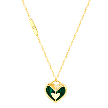 Damas Valentine's Day Collection Necklace In 18K Yellow Gold Featuring Malachite and Diamonds