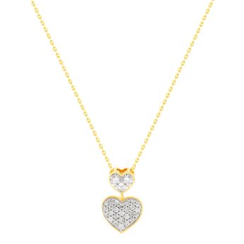Damas Valentine's Day Collection Pendant and Chain In 18K Yellow Gold Featuring Ceramic and Diamonds