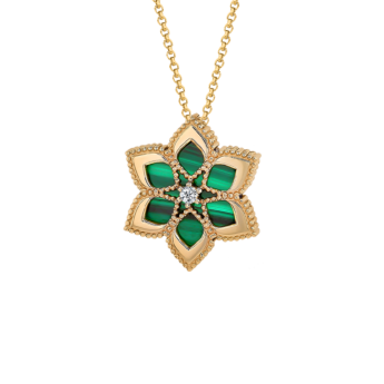 قلادة ستيلا دورو من الذهب الوردي عيار 18 قيراط والألماس والملكيت