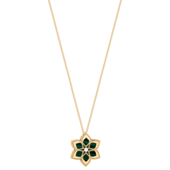 قلادة ستيلا دورو من الذهب الوردي عيار 18 قيراط والألماس والملكيت