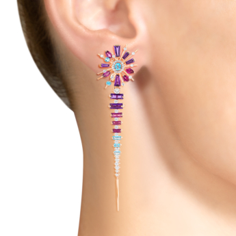 Fireworks Flitter Semi Precious Stud Earrings in 18K Rose Gold