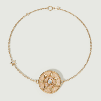 سوار فرفشة شمس من الذهب الأصفر عيار 18 قيراط مرصع بعرق اللؤلؤ  الذهبي والألماس