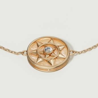 سوار فرفشة شمس من الذهب الأصفر عيار 18 قيراط مرصع بعرق اللؤلؤ  الذهبي والألماس