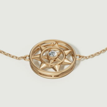 سوار فرفشة شمس من الذهب الأصفر عيار 18 قيراط مرصع بالألماس