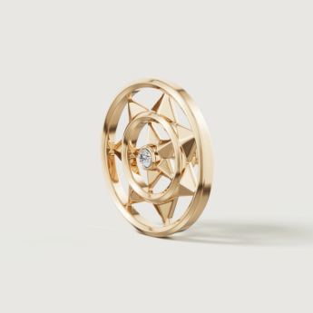 أقراط فرفشة شمس من الذهب الأصفر عيار 18 قيراط مرصعة بالألماس