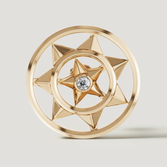 أقراط فرفشة شمس من الذهب الأصفر عيار 18 قيراط مرصعة بالألماس