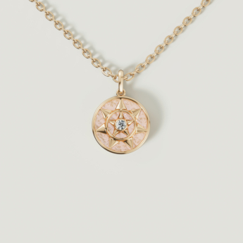 Farfasha Shams 18k Yellow Gold Golden Mother of Pearl and Diamond Necklace