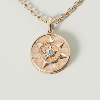 Farfasha Shams 18k Yellow Gold Golden Mother of Pearl and Diamond Necklace