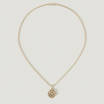 قلادة فرفشة شمس من الذهب الأصفر عيار 18 قيراط مرصعة بالألماس