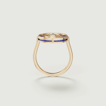 خاتم فرفشة شمس من الذهب الأصفر عيار 18 قيراط مرصع باللازورد والألماس