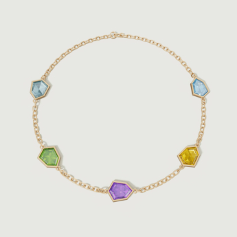 Spring 18k Yellow Gold Bracelet with Amethyst, Citrine, Peridot and London Blue Topaz 