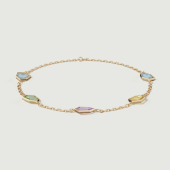 Spring 18k Yellow Gold Bracelet with Amethyst, Citrine, Peridot and London Blue Topaz 