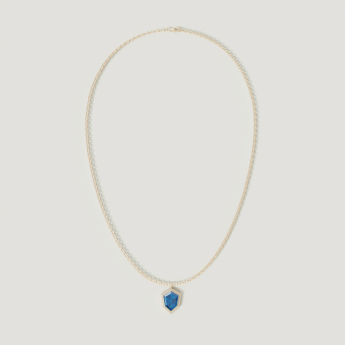 قلادة الربيع من الذهب الأصفر عيار 18 قيراط مرصعة بالتوباز الأزرق اللندني والألماس