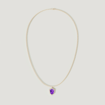 Spring 18k Yellow Gold Necklace with Amethyst and Diamond 