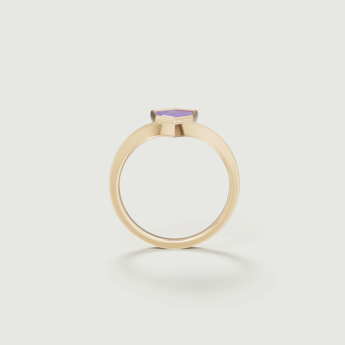 Spring 18k Yellow Gold Ring with Amethyst and Diamond