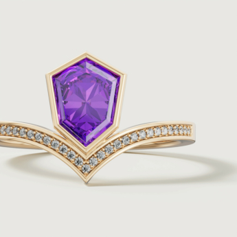 Spring 18k Yellow Gold Ring with Amethyst and Diamond