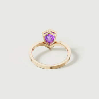 Spring 18k Yellow Gold Ring with Amethyst and Diamond