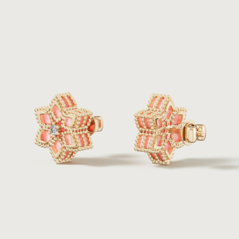 أقراط ستيلا دورو إيدن من الذهب الأصفر عيار 18 قيراط والألماس والأوبال الوردي