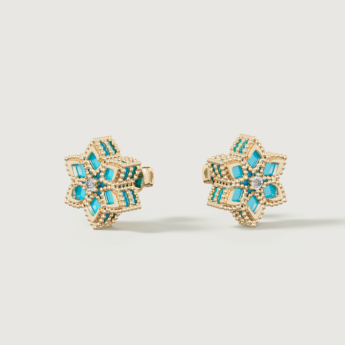 أقراط ستيلا دورو إيدن من الذهب عيار 18 قيراط الأصفر والألماس والفيروز