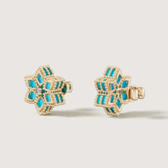 أقراط ستيلا دورو إيدن من الذهب عيار 18 قيراط الأصفر والألماس والفيروز