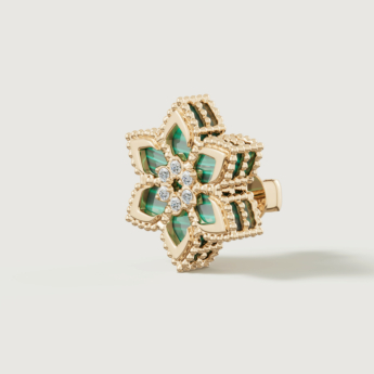 أقراط ستيلا دورو فيور دي لوتشي من الذهب الأصفر عيار 18 قيراط والألماس والملكيت