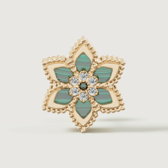 أقراط ستيلا دورو فيور دي لوتشي من الذهب الأصفر عيار 18 قيراط والألماس والملكيت